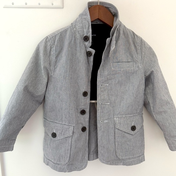 Gap Boys Striped Blazer Jacket Coat Kids Dress up Formal Blue/ White Size 6/7
